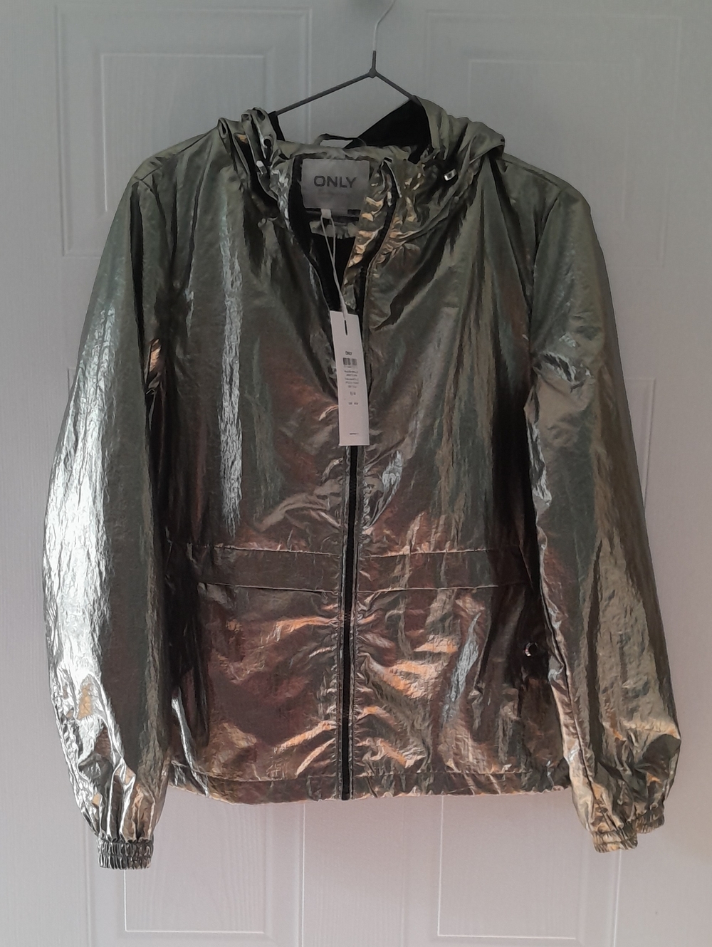 Only Metallic Green/ Olive Hooded Bomber Jacket